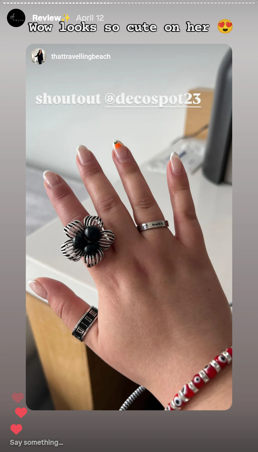 Lovely Reviews 𐙚⋆°｡⋆♡ from our Customers 💓 🙏Thank You for tagging us and make a heartfelt review for us 🥺🫶