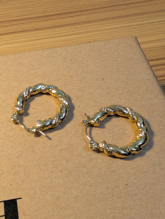 Twisted Stainless steel plated with 18k Gold Hoop ✨