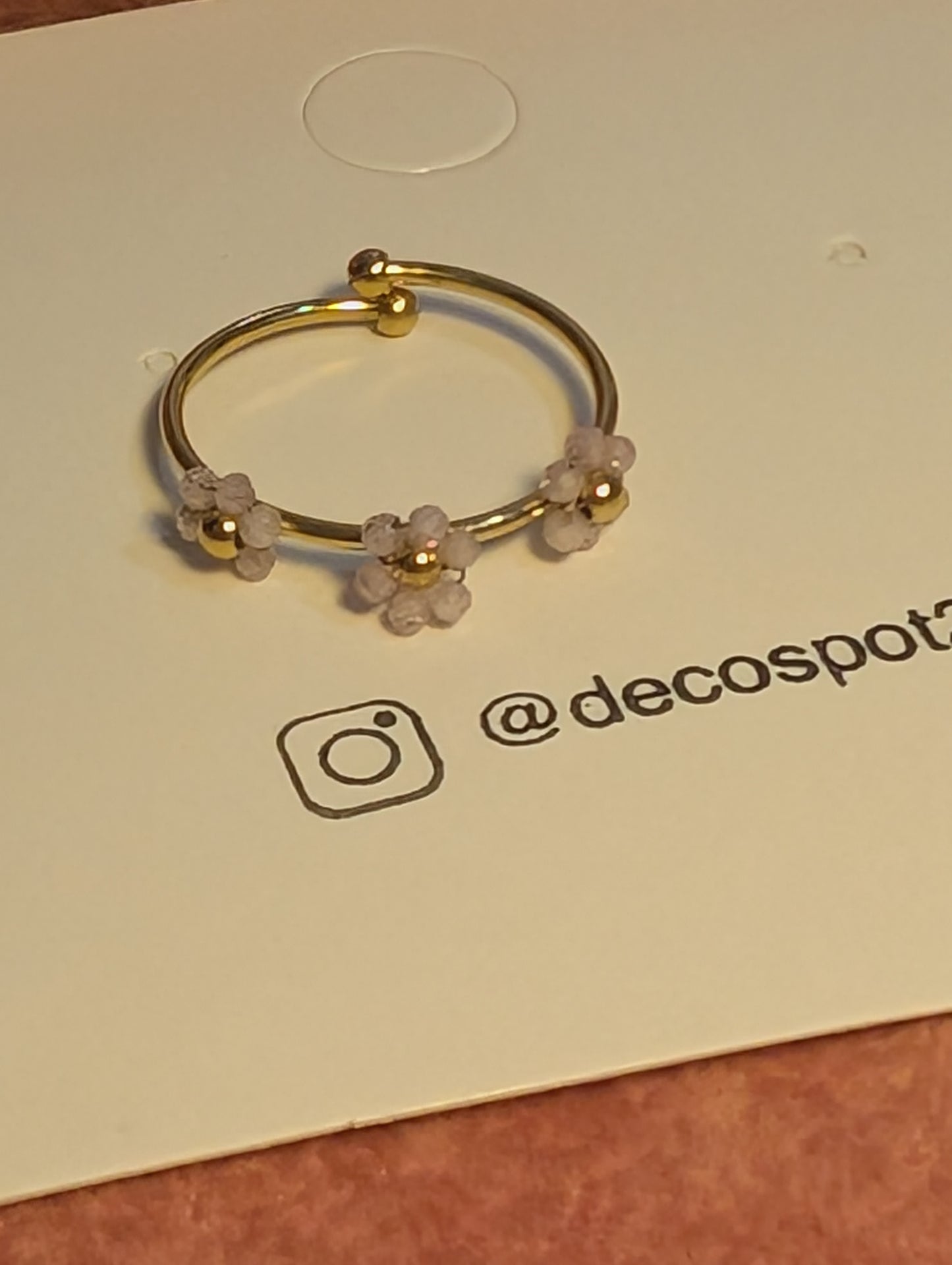 Flower 🩷🩵 Adjustable stainless steel plated with 18k gold ring