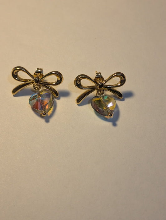 Heart&Bowtie Stainless steel plated with 18k Gold Earrings ✨