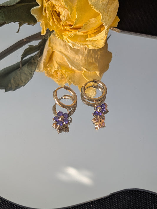 Flower Stainless Steel Plated With 18k Gold Hoop