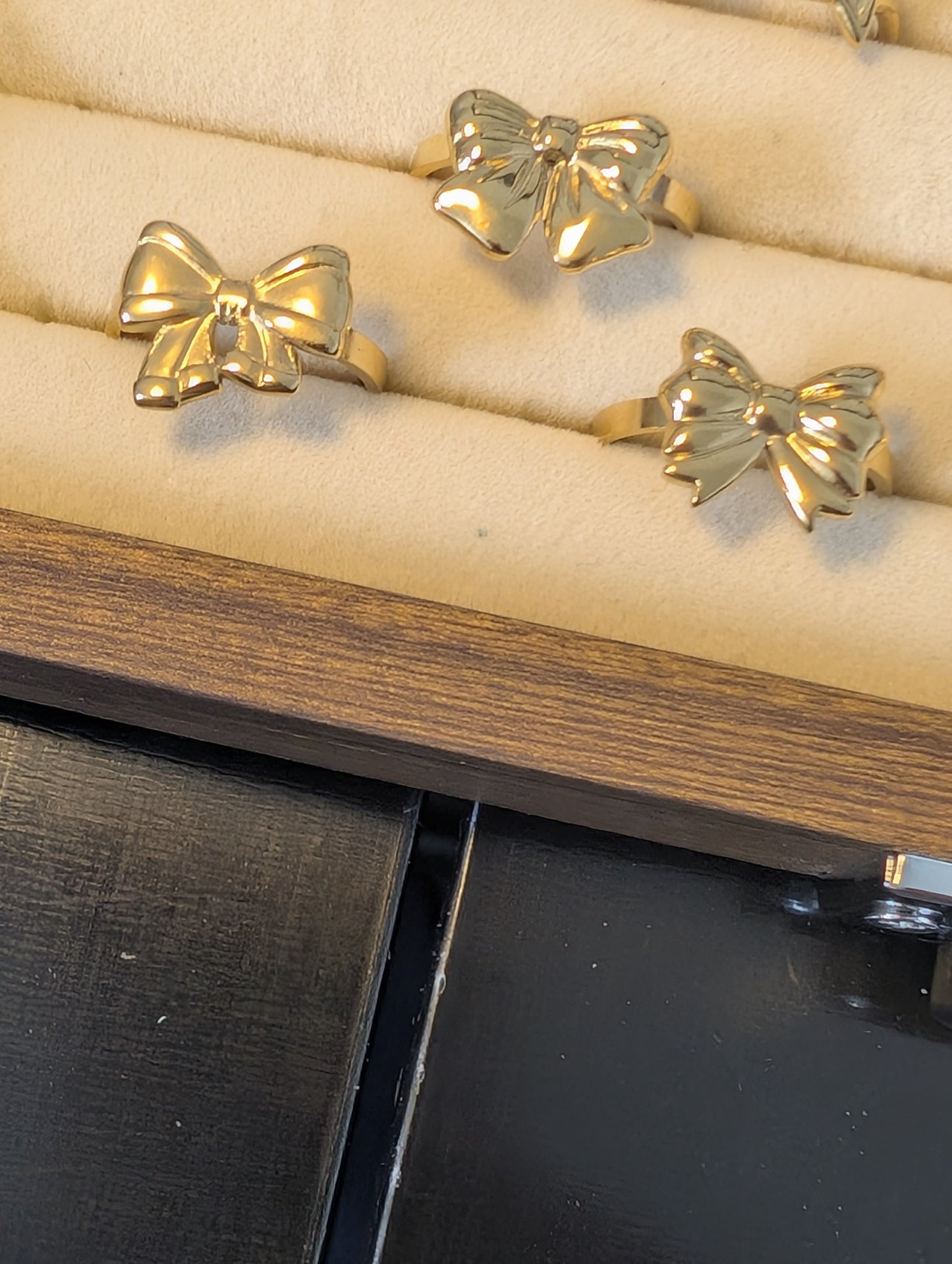 Coquette Gold Ribbon Bow Ring | Waterproof Stainless Steel & 18k Gold